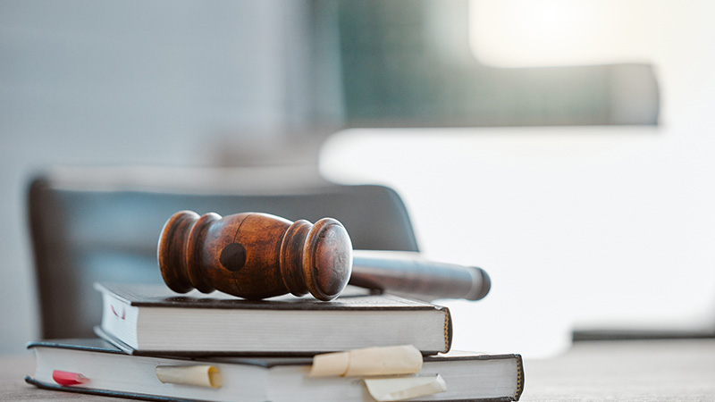 Judges mallet on book